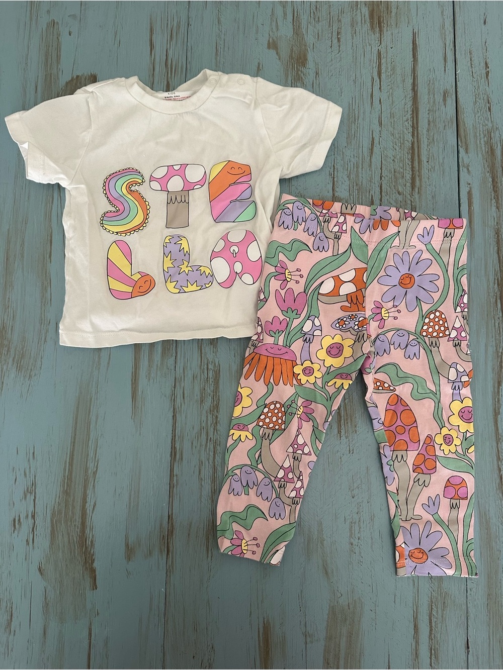 Stella McCartney White Tee with Pastel Floral Leggings